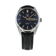 Tag Heuer Carrera Calibre 5 Automatic 41mm Black Dial Black Leather Strap Watch for Men - WAR201C.FC6266 Watches Tag Heuer   