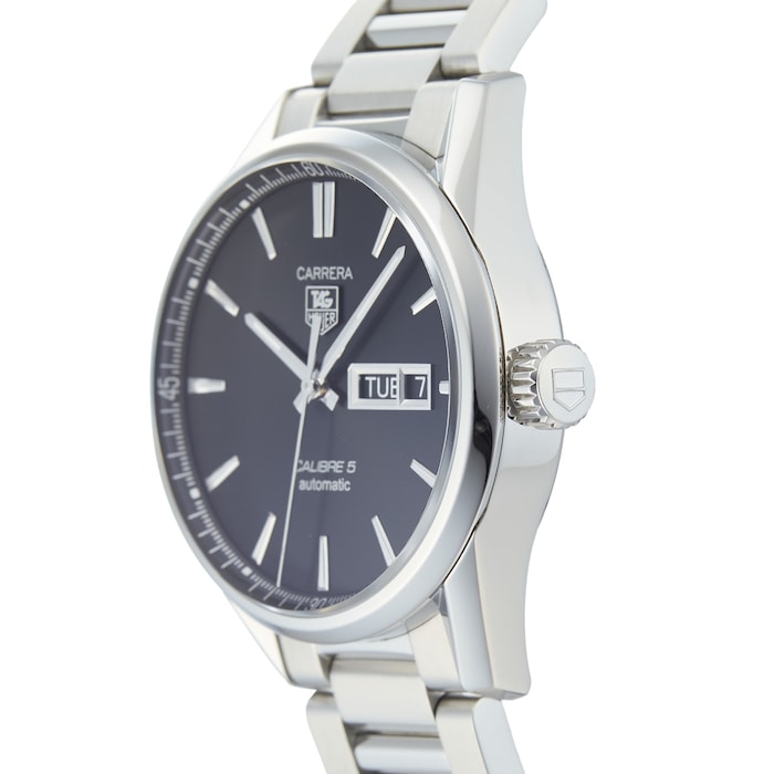 Tag Heuer Carrera Calibre 5 Automatic Black Dial Silver Steel Strap Watch for Men - WAR201A.BA0723 Watches Tag Heuer   