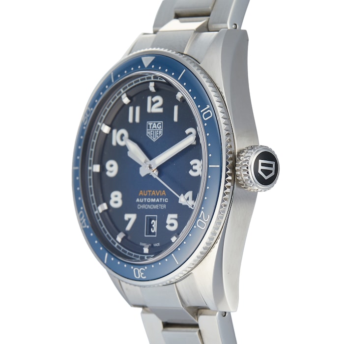 Tag Heuer Autavia Automatic 42mm Blue Dial Silver Steel Strap Watch for Men - WBE5116.EB0173 Watches Tag Heuer   