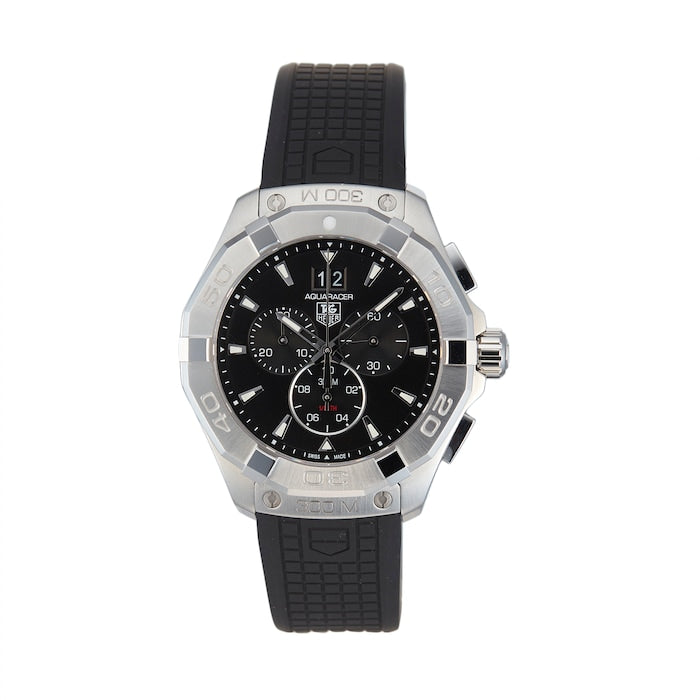 Tag Heuer Aquaracer Quartz Chronograph Black Dial Black Rubber Strap Watch for Men - CAY1110.FT6041 Watches Tag Heuer   