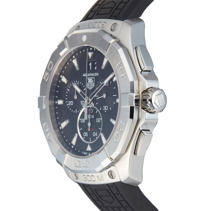 Tag Heuer Aquaracer Quartz Chronograph Black Dial Black Rubber Strap Watch for Men - CAY1110.FT6041 Watches Tag Heuer   