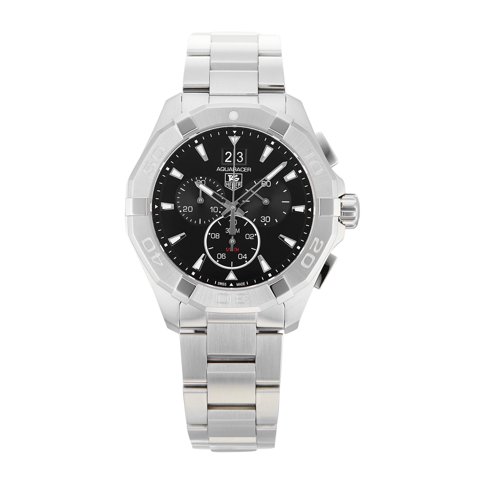 Tag Heuer Aquaracer Chronograph Black Dial Silver Steel Strap Watch for Men - CAY1110.BA0927 Watches Tag Heuer   