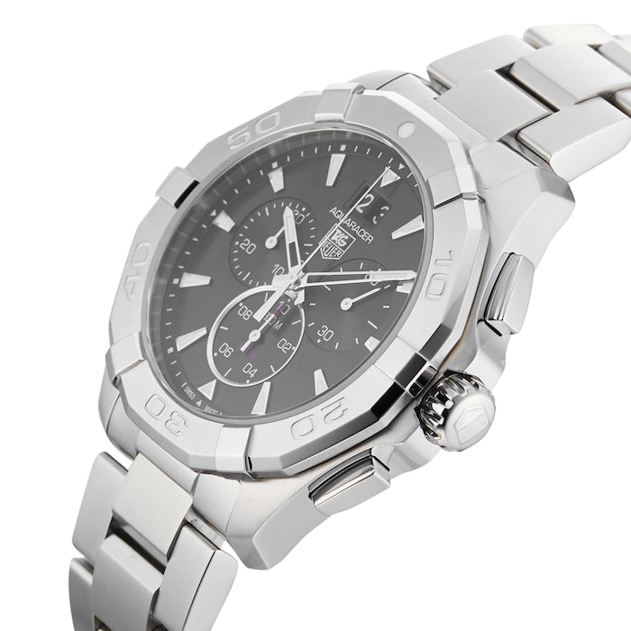 Tag Heuer Aquaracer Chronograph Black Dial Silver Steel Strap Watch for Men - CAY1110.BA0927 Watches Tag Heuer   