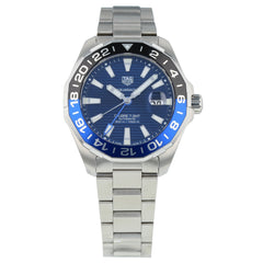 Tag Heuer Aquaracer GMT Calibre 6 Automatic Blue Dial Silver Steel Strap Watch for Men - WAY201T.BA0927 Watches Tag Heuer   