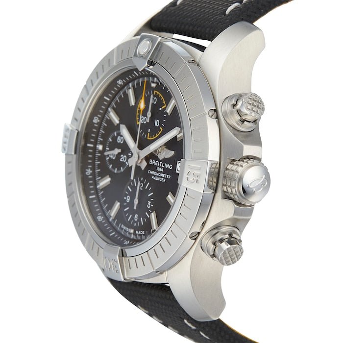 Breitling Avenger Chronograph 45mm Black Dial Black Leather Strap Watch for Men - A13317101B1X1 Watches Breitling   