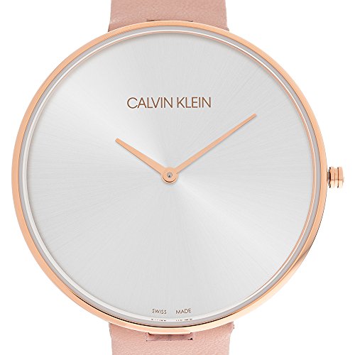 Calvin Klein Full Moon Silver Dial Pink Leather Stap Watch for Women - K8Y236Z6 Watches Calvin Klein   