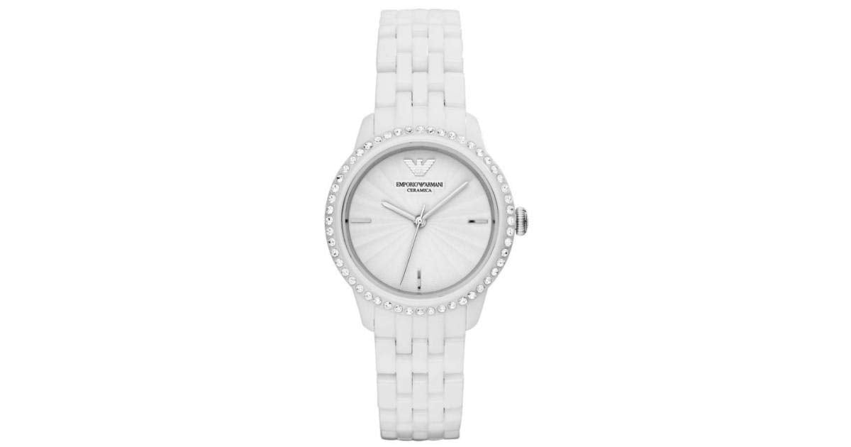 Emporio Armani Ceramic White Dial White Ceramic Bracelet Watch For Women - AR1477 Watches Emporio Armani   