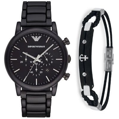 Emporio Armani Luigi Chronograph Black Dial Black Stainless Steel Watch For Men - AR1507 Watches Emporio Armani   