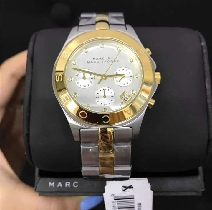 Marc Jacobs Blade Silver Dial Two Tone Stainless Steel Strap Watch for Women - MBM3177 Watches Marc Jacobs   