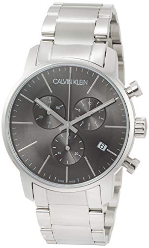 Calvin Klein City Chronograph Black Dial Silver Steel Strap Watch for Men - K2G27143 Watches Calvin Klein   