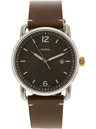 Fossil Commuter Grey Dial Brown Leather Strap Watch for Men - FS5417 Watches Fossil   