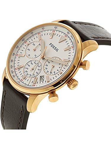 Fossil Goodwin Chronograph White Dial Brown Leather Strap Watch for Men - FS5415 Watches Fossil   