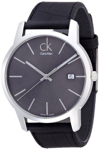 Calvin Klein City Quartz Black Dial Black Leather Strap Watch for Men - K2G2G1C3 Watches Calvin Klein   