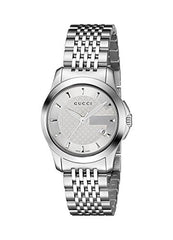 Gucci G Timeless Silver Dial Silver Steel Strap Watch For Women - YA126501 Watches Gucci   