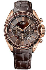 Hugo Boss Driver Sport Chronograph Brown Dial Brown Leather Strap Watch for Men - 1513093 Watches Hugo Boss   