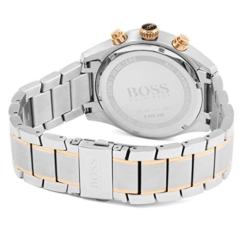 Hugo Boss Grand Prix Black Dial Two Tone Steel Strap Watch for Men - 1513473 Watches Hugo Boss   