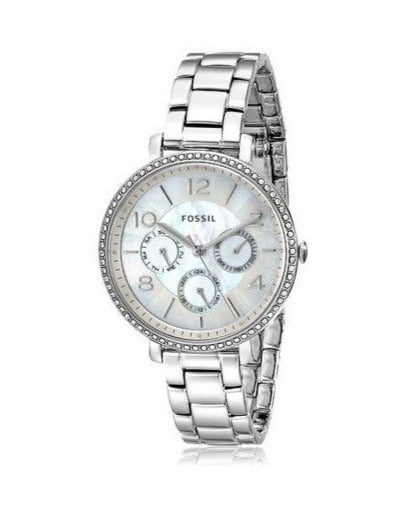 Fossil Jacqueline Multi-Function Mother of Pearl Dial Silver Steel Strap Watch for Women - ES3755 Watches Fossil   