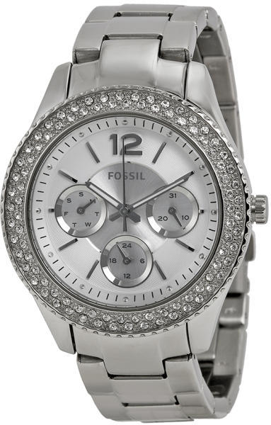 Fossil Stella Silver Dial Silver Steel Strap Watch for Women - ES3588 Watches Fossil   