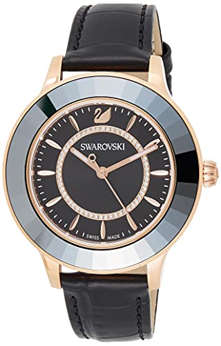 Swarovski Octea Lux Black Dial Black Leather Strap Watch for Women - 5414410 Watches Swarovski   