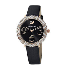 Swarovski Crystal Frost Black Dial Black Leather Strap Watch for Women - 5484058 Watches Swarovski   