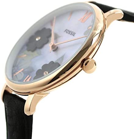 Fossil Jacqueline Mother of Pearl Dial Black Leather Strap Watch for Women - ES4535 Watches Fossil   