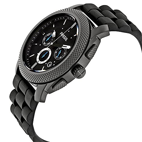 Fossil Machine Chronograph Black Dial Black Silicone Strap Watch for Men - FS4487 Watches Fossil   