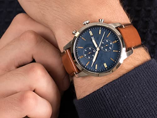 Fossil Townsman Chronograph Blue Dial Brown Leather Strap Watch for Men - FS5279 Watches Fossil   