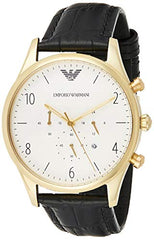 Emporio Armani Classic Chronograph White Dial Black Leather Strap Watch For Men - AR1892 Watches Emporio Armani   