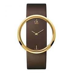 Calvin Klein Glam Transparent Dial Brown Leather Strap Watch for Women - K9423503 Watches Calvin Klein   