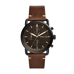 Fossil Commuter Chronograph Black Dial Brown Leather Strap Watch for Men - FS5403 Watches Fossil   