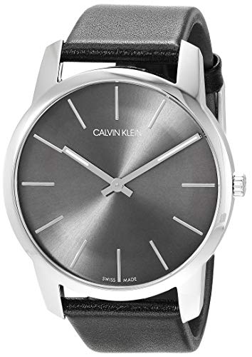 Calvin Klein City Black Dial Black Leather Strap Watch for Men - K2G21107 Watches Calvin Klein   