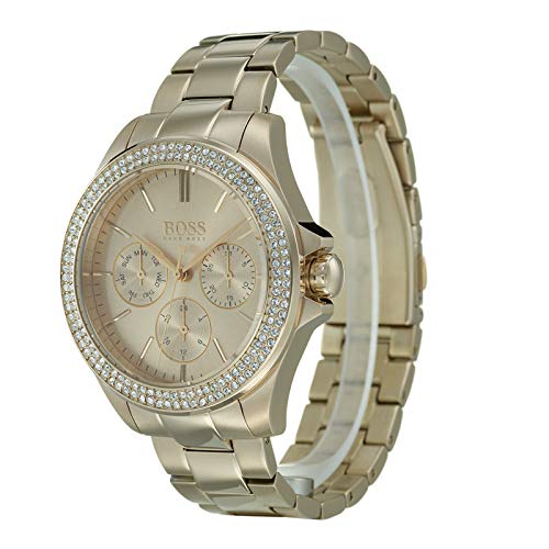 Hugo Boss Premiere Rose Gold Dial with DIamonds Rose Gold Steel Strap Watch for Women - 1502443 Watches Hugo Boss   