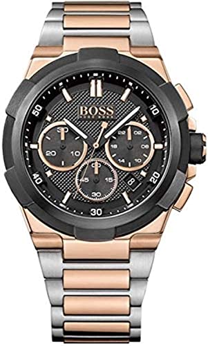 Hugo Boss Supernova Black Dial Two Tone Steel Strap Watch for Men - 1513358 Watches Hugo Boss   