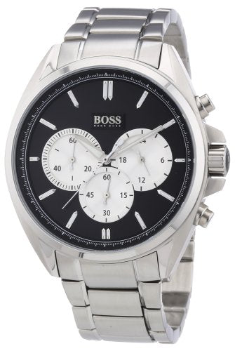 Hugo Boss Driver Black Dial Silver Steel Strap Watch for Men - 1512883 Watches Hugo Boss   