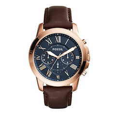 Fossil Grant Chronograph Blue Dial Brown Leather Strap Watch for Men - FS5068 Watches Fossil   