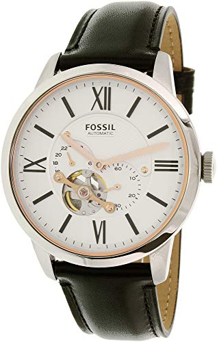 Fossil Townsman Automatic White Dial Black Leather Strap Watch for Men - ME3104 Watches Fossil   