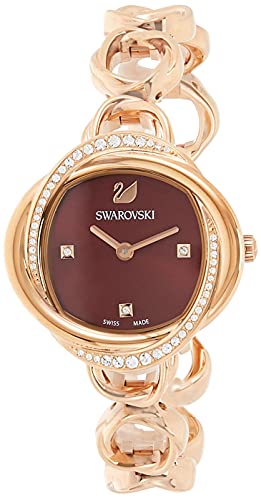 Swarovski Crystal Flower Red Dial Rose Gold Steel Strap Watch for Women - 5552783 Watches Swarovski   