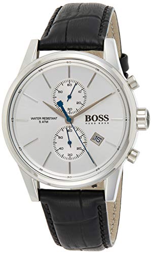 Hugo Boss Jet Silver Dial Black Leather Strap Watch for Men - 1513282 Watches Hugo Boss   