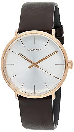 Calvin Klein High Noon Silver Dial Brown Leather Strap Watch for Men - K8M216G6 Watches Calvin Klein   