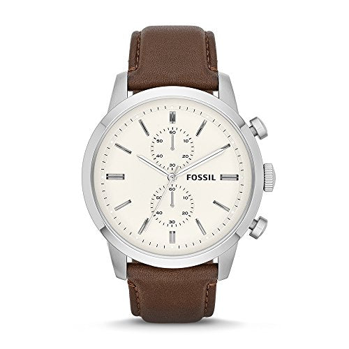 Fossil Townsman Chronograph White Dial Brown Leather Strap Watch for Men - FS5350 Watches Fossil   