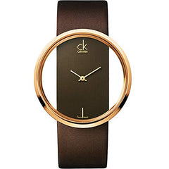 Calvin Klein Glam Transparent Dial Brown Leather Strap Watch for Women - K9423303 Watches Calvin Klein   