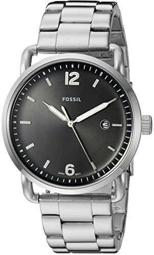 Fossil The Commuter Black Dial Silver Steel Strap Watch for Men - FS5391 Watches Fossil   