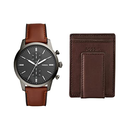 Fossil Townsman Chronograph Gray Dial Brown Leather Strap Watch for Men - FS5522 Watches Fossil   