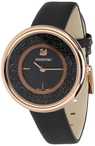 Swarovski Crystalline Pure Black Dial Black Leather Strap Watch for Women - 5275043 Watches Swarovski   