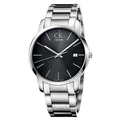 Calvin Klein City Date Black Dial Silver Steel Strap Watch for Men - K2G2G143 Watches Calvin Klein   