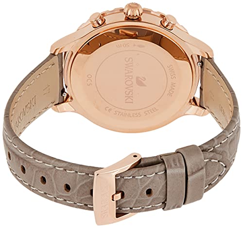 Swarovski Octea Lux Chrono Grey Dial Grey Leather Strap Watch for Women - 5452495 Watches Swarovski   