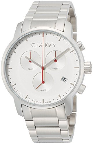 Calvin Klein City Chronograph White Dial Silver Steel Strap Watch for Men - K2G271Z6 Watches Calvin Klein   