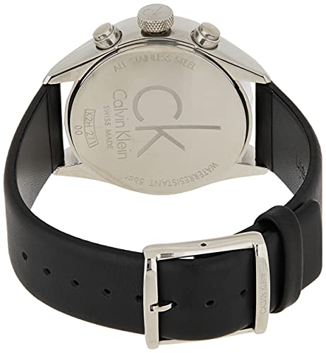 Calvin Klein Masculine Chronograph White Dial Black Leather Strap Watch for Men - K2H27120 Watches Calvin Klein   