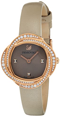 Swarovski Crystal Flower Grey Dial Grey Leather Strap Watch for for Women - 5552424 Watches Swarovski   