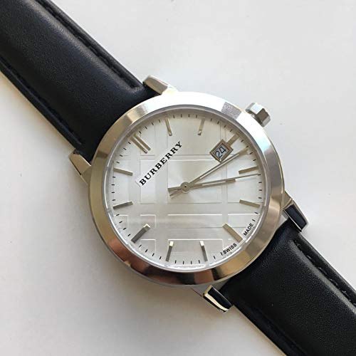 Burberry The City White Dial Black Leather Strap Watch for Men - BU9008 Watches Burberry   